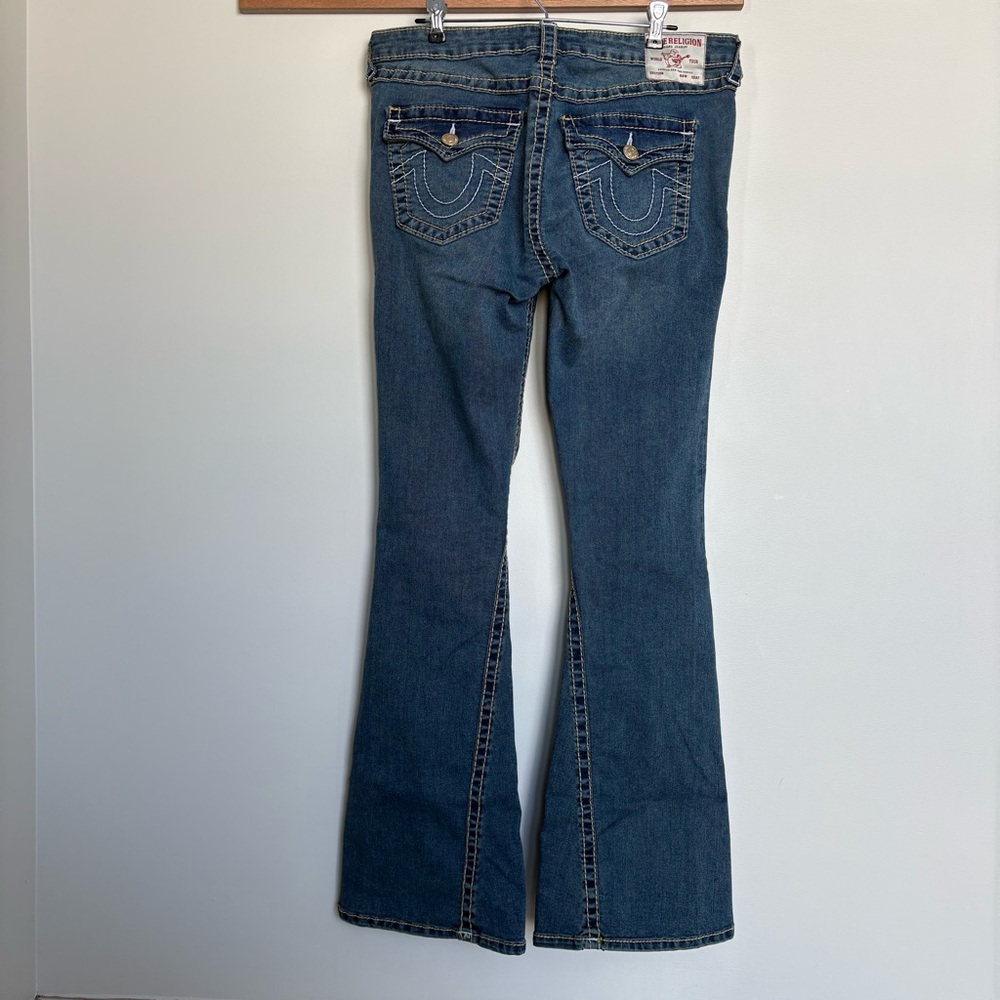 True Religion Indigo Flare Jeans with Signature Back Stitching